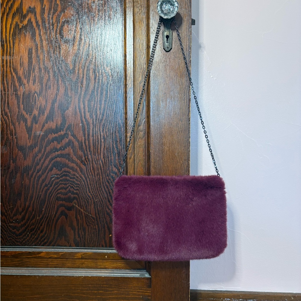Maroon Fuzzy Purse